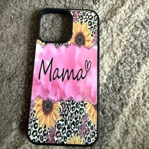 iPhone 14PM 
Floral Leopard Print Phone Case - Pink and Black